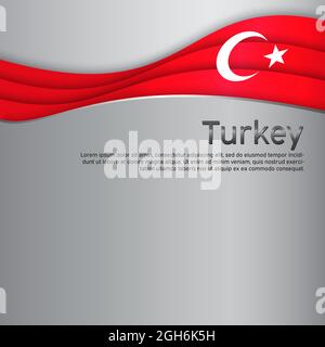 Abstrakt schwenkende türkei-Flagge. Kreativer Metallhintergrund für die Gestaltung patriotischer türkischer Weihnachtskarten. Nationales Plakat. Cover, Banner in National c Stock Vektor