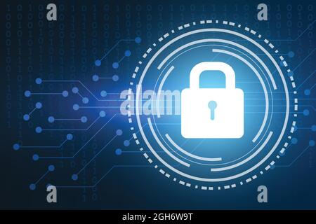 Technologie abstrakter Hintergrund mit Vorhängeschloss Symbol Cyber-Security-Konzept oder Datenschutz und Privatsphäre. vektor-Illustration Stock Vektor