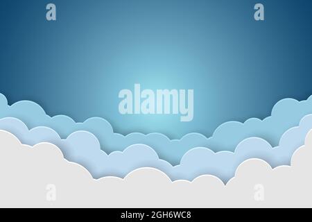 Blauer Himmel und Wolken Papier Hintergrund Illustration Stock Vektor