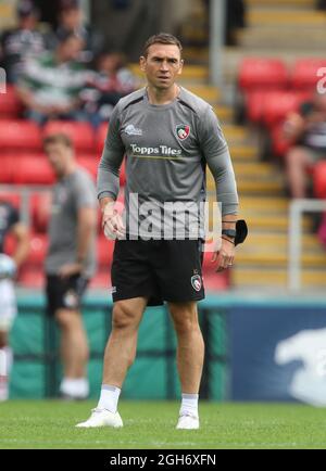 4.9.2021 Leicester, England. Rugby Union. Tigers neuer Verteidigungstrainer Kevin Sinfield OBE während der Aufwärmphase des Freundschaftsspiels von Gallagher Premiership zwischen Leicester Tigers und Newport Welsh Dragons im Welford Road Stadium, Leicester. © Phil Hutchinson/Alamy Live News Stockfoto