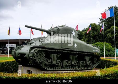 Grizzly Tank M4A5, Memorial of Normandy Battle, Bayeux, Calvados, Region Normandie, Nordwestfrankreich Stockfoto