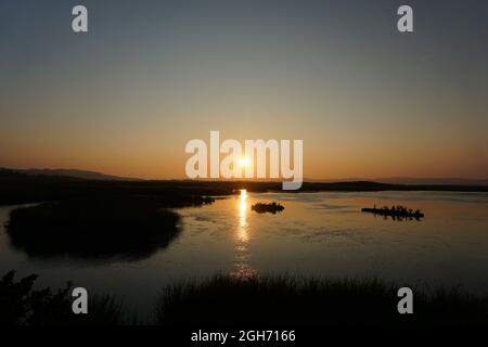 Loch Leven Perthshire RSPB Reserve Sonnenuntergang Stockfoto