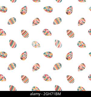 Nahtlose ostereier Muster Vektor-Illustration. Isoliert auf weißem Hintergrund. Wiederholter Druck für Esser Holiday Stock Vektor