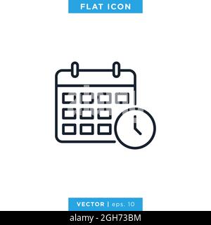 Design-Vorlage für Datums- und Uhrzeitsymbole mit Vektorgrafik für Aktien. Vektor eps 10. Stock Vektor