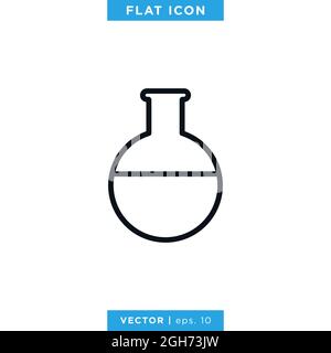 Erlenmeyer-Symbol Für Den Kolben – Vektorgrafik – Designvorlage. Schild Laborausstattung Vektor eps 10. Stock Vektor