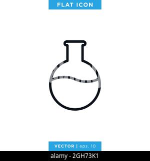 Erlenmeyer-Symbol Für Den Kolben – Vektorgrafik – Designvorlage. Schild Laborausstattung Vektor eps 10. Stock Vektor