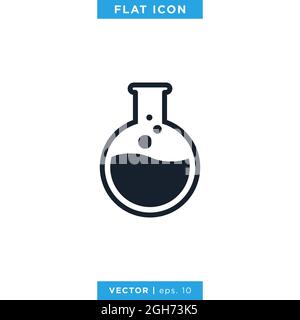 Erlenmeyer-Symbol Für Den Kolben – Vektorgrafik – Designvorlage. Schild Laborausstattung Vektor eps 10. Stock Vektor