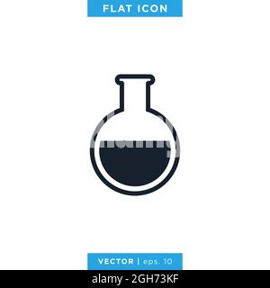 Erlenmeyer-Symbol Für Den Kolben – Vektorgrafik – Designvorlage. Schild Laborausstattung Vektor eps 10. Stock Vektor