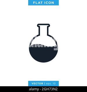 Erlenmeyer-Symbol Für Den Kolben – Vektorgrafik – Designvorlage. Schild Laborausstattung Vektor eps 10. Stock Vektor