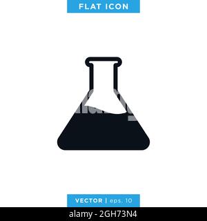 Erlenmeyer-Symbol Für Den Kolben – Vektorgrafik – Designvorlage. Schild Laborausstattung Vektor eps 10. Stock Vektor