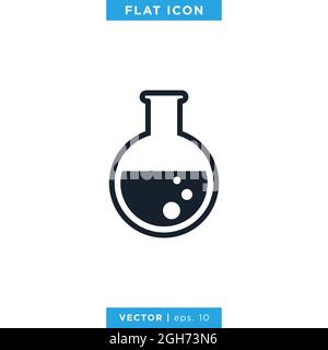 Erlenmeyer-Symbol Für Den Kolben – Vektorgrafik – Designvorlage. Schild Laborausstattung Vektor eps 10. Stock Vektor