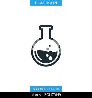 Erlenmeyer-Symbol Für Den Kolben – Vektorgrafik – Designvorlage. Schild Laborausstattung Vektor eps 10. Stock Vektor