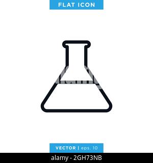 Erlenmeyer-Symbol Für Den Kolben – Vektorgrafik – Designvorlage. Schild Laborausstattung Vektor eps 10. Stock Vektor