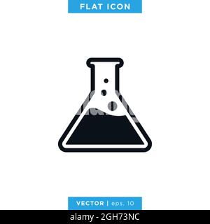Erlenmeyer-Symbol Für Den Kolben – Vektorgrafik – Designvorlage. Schild Laborausstattung Vektor eps 10. Stock Vektor