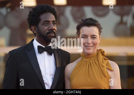 Rhashan Stone und Olivia Williams nehmen am 05. September 2021 am Kineo Prize Red Carpet im Rahmen des 78. Internationalen Filmfestivals in Venedig, Italien, Teil. Foto von Aurore Marechal/ABACAPRESS.COM Stockfoto