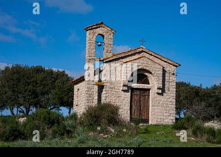 Dies ist das Valle della Lune, Tal des Mondes, im Nordwesten Sardiniens. Es liegt in der Nähe der Stadt Aggius und ist ein landwirtschaftlich anbautes Gebiet Stockfoto