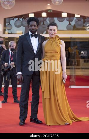 Rhashan Stone und Olivia Williams nehmen am 05. September 2021 am Kineo Prize Red Carpet im Rahmen des 78. Internationalen Filmfestivals in Venedig, Italien, Teil. Foto von Paolo Cotello/imageSPACE/MediaPunch Stockfoto