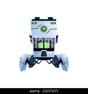 Futuristischer ai-Roboter mit großem Display und klappbaren Beinen mit isolierten realistischen Symbolen. Vektor künstliche Intelligenz futuristische elektronische Maschine Stock Vektor