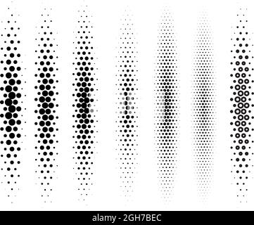 Abstrakter Vektor-Halbtongradienten, der auf weißem Hintergrund isoliert ist. Half Tone Design Element Kollektion Stock Vektor