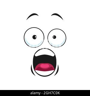 Verängstigter Charakter, Horror Gesichtsausdruck isoliert Emoji. Vektor verrückt schreiende Emoticon, schreiende Smiley mit weit offenem Mund. Laut schreiend e Stock Vektor