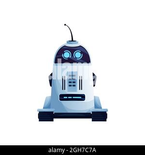 Roboter-Reiniger oder Helfer, auf zwei Rädern ohne Hände isoliert bionische Maschine aus Metall, Kunststoff. Vector Staubsauger Reinigungsmaschine, elektronische cyb Stock Vektor