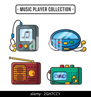 Musik-Player elektronische Gadget Illustration Sammlung Stock Vektor