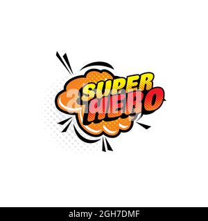 Super Hero Comic Halbton Blase isoliert Vektor-Symbol. Cartoon Pop Art Sprechballon, retro Wolke Explosion mit gepunkteten Muster. Superhelden-Vint Stock Vektor