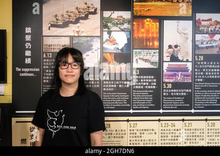 Hongkong, China. September 2021. Die Vizevorsitzenden der Allianz Hongkong zur Unterstützung der patriotischen demokratischen Bewegungen Chinas Chow Hang-Tung hat es abgelehnt, öffentlich der Polizei bei der Informationsanfrage über ihre Mitgliedschaft, Finanzen und Operationen zu folgen. Als die Nationale Sicherheitspolizei den Organisator hinter der 4. Juni-Vigil am 25. August aufforderte, Informationen zu befolgen oder Konsequenzen zu ziehen, warnte das Sicherheitsbüro die Allianz außerdem davor, „sofort zurückzukehren, bevor es zu spät ist“. Kredit: SOPA Images Limited/Alamy Live Nachrichten Stockfoto