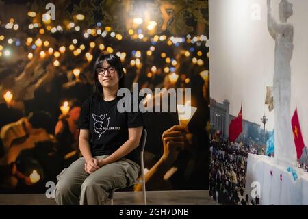 Hongkong, China. September 2021. Die Vizevorsitzenden der Allianz Hongkong zur Unterstützung der patriotischen demokratischen Bewegungen Chinas Chow Hang-Tung hat es abgelehnt, öffentlich der Polizei bei der Informationsanfrage über ihre Mitgliedschaft, Finanzen und Operationen zu folgen. Als die Nationale Sicherheitspolizei den Organisator hinter der 4. Juni-Vigil am 25. August aufforderte, Informationen zu befolgen oder Konsequenzen zu ziehen, warnte das Sicherheitsbüro die Allianz außerdem davor, „sofort zurückzukehren, bevor es zu spät ist“. Kredit: SOPA Images Limited/Alamy Live Nachrichten Stockfoto