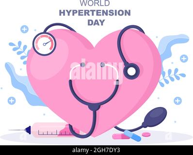 Welt-Hypertonie-Tag Vektor-Illustration erinnert jeden 17. Mai an Symptome und Prävention Blutdruck Gesundheit für Hintergrund, Poster, Broschüre Stock Vektor