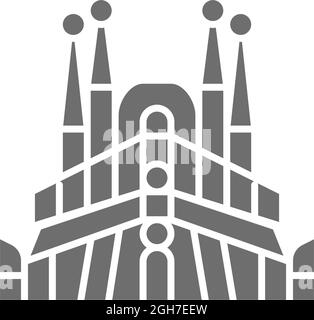 Vector Sagrada Familia, Spanien, Wahrzeichen graue Ikone. Stock Vektor