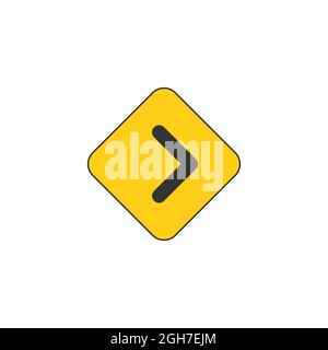 Schwarz auf gelben Vektor-Chevron-Pfeile nach rechts. Straßenschild für Abbiegung. Stock Vektorgrafik isoliert auf weißem Hintergrund. Stock Vektor