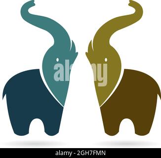 Vektorbild eines Elefanten auf weißem Hintergrund. Leicht editierbare Vektorgrafik mit Ebenen. Wilde Tiere. Stock Vektor