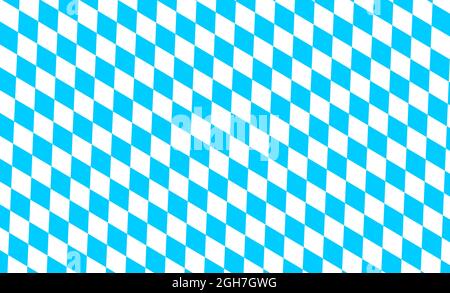 Bayerische Raute Hintergrund. Traditionelles Oktoberfest-Muster mit blauer und weißer Raute. Farben der Flagge Bayerns. Vektorgrafik flach. Stock Vektor