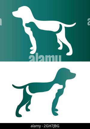 Vektorbild von zwei Hunden. - Haustier. Leicht editierbare Vektorgrafik mit Ebenen. Tiere. Stock Vektor
