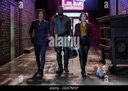 JOHN CHO, DANIELLA PINEDA und ALEX HASSELL in COWBOY BEBOP (2021), Regie: ALEX GARCIA LOPEZ und MICHAEL KATLEMAN. Kredit: Morgen Studios / Netflix / Album Stockfoto