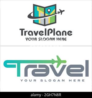 Reisen Urlaub Flugzeug Transport Logo Design Stock Vektor