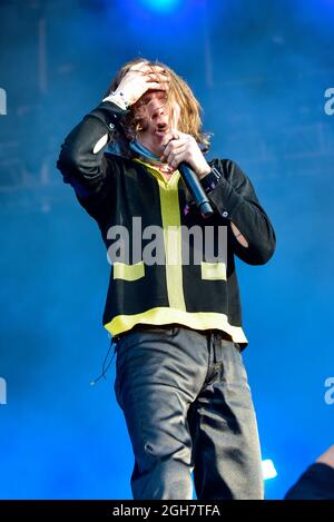 Napa, Kalifornien, 5. September 2021, Matt Shultz von der Band Cage the Elephant beim BottleRock Festival 2021. Kredit: Ken Howard/Alamy Live Nachrichten Stockfoto