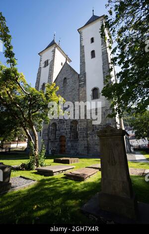 St. Mary's Church 12th Jahrhundert romanische Kirche in Bergen, Norwegen, Europa Stockfoto