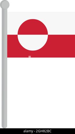 Vektordarstellung der grönländischen Flagge auf dem Mast Stock Vektor