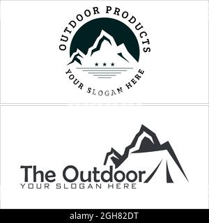 Abenteuer Bergwandern im Outdoor-Logo-Design Stock Vektor