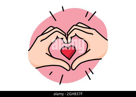Handgesten Love Line-Symbol. Niedliche Illustration. Piktogramm für Web, mobile App, Promo. UI-UX-Designelement Stock Vektor