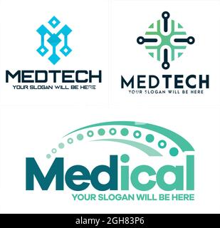 Logo für medizinische Wirbelsäule und Schalttechnik Stock Vektor