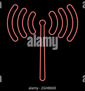 Neon-Funksignal rot Farbe Vektor Illustration flache Stil Licht Bild Stock Vektor