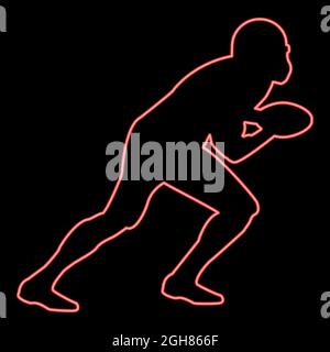 Neon american Football Spieler rot Farbe Vektor Illustration flach Stil Licht Bild Stock Vektor