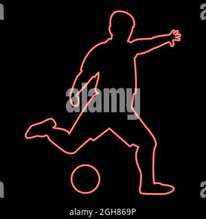 Neon Fußballer rot Farbe Vektor Illustration flach Stil Licht Bild Stock Vektor