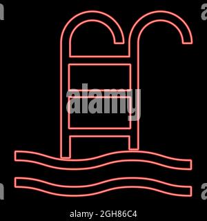 Neon Pool rot Farbe Vektor Illustration flache Stil Licht Bild Stock Vektor
