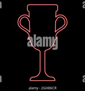 Neon Trophäe Tasse rot Farbe Vektor Illustration flach Stil Licht Bild Stock Vektor