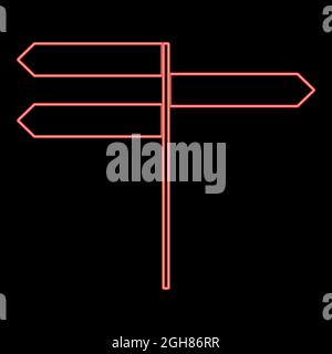Neon Richtungszeichen rot Farbe Vektor Illustration flachen Stil Licht Bild Stock Vektor