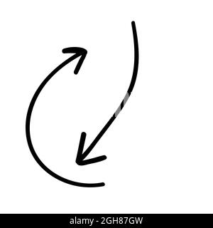 Zwei schwarze geschwungene Pfeile. doodle-Vektor-Element. Stock Vektor